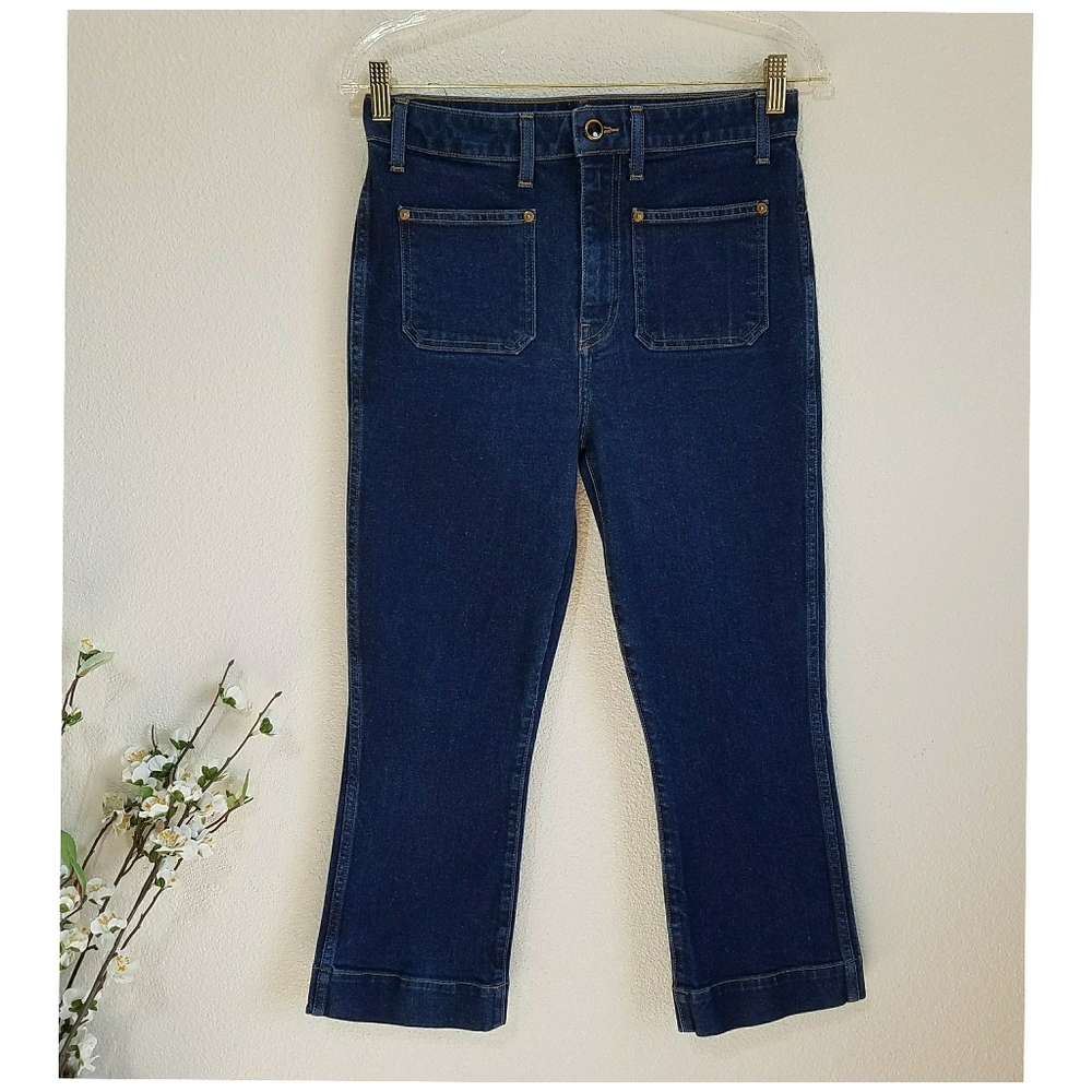 KHAITE Raquel Patch-Pocket Crop Flare Jeans